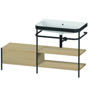 Duravit Happy D.2 Plus combinaison lavabo pour meuble HP4747N7171 140 x 49 cm, sans trou pour robinetterie, chêne méditerranéen, avec console en métal