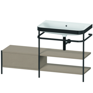 Duravit Happy D.2 Plus furniture washbasin combination HP4747N7575 140 x 49 cm, without tap hole, linen, with metal console