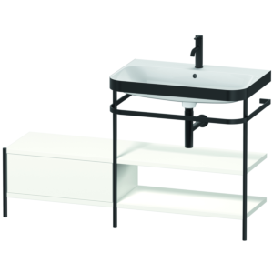 Combinaison lavabo pour meuble Duravit Happy D.2 Plus HP4747O3636 140 x 49 cm, 1 trou pour robinetterie, blanc , avec console en métal