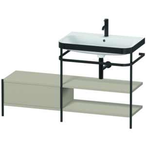 Duravit Happy D.2 Plus vanity combination HP4747O6060 140 x 49 cm, 1 tap hole, taupe satin finish, with metal console