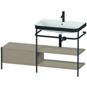 Combinaison lavabo pour meuble Duravit Happy D.2 Plus HP4747O7575 140 x 49 cm, 1 trou pour robinetterie, lin, avec console en métal