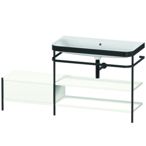 Combinaison lavabo pour meuble Duravit Happy D.2 Plus HP4748N3636 160 x 49 cm, sans trou pour robinetterie, blanc , avec console en métal