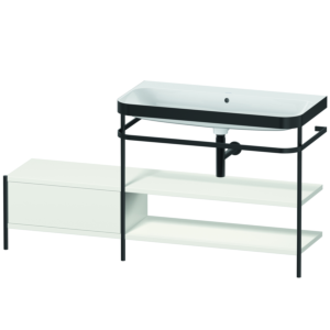 Combinaison lavabo pour meuble Duravit Happy D.2 Plus HP4748N3939 160 x 49 cm, sans trou pour robinet, blanc , avec console en métal