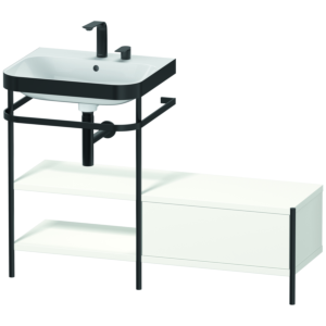 Duravit Happy D.2 Plus Möbelwaschtisch-Kombination HP4750E3636 120 x 49 cm, 2 Hahnlöcher, weiß seidenmatt, mit Metallkonsole
