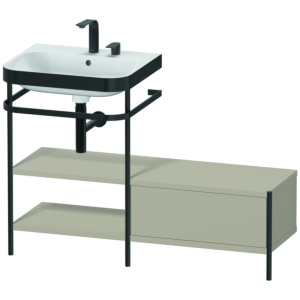 Duravit Happy D.2 Plus Möbelwaschtisch-Kombination HP4750E6060 120 x 49 cm, 2 Hahnlöcher, taupe seidenmatt, mit Metallkonsole