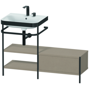 Duravit Happy D.2 Plus combinaison lavabo pour meuble HP4750E7575 120 x 49 cm, 2 trous pour robinetterie, lin, avec console en métal