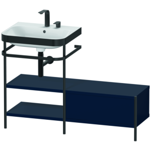 Combinaison lavabo pour meuble Duravit Happy D.2 Plus HP4750E9898 120 x 49 cm, 2 trous pour robinetterie, finition satinée bleu nuit, avec console en métal
