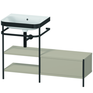Duravit Happy D.2 Plus Möbelwaschtisch-Kombination HP4750N6060 120 x 49 cm, ohne Hahnloch, taupe seidenmatt, mit Metallkonsole