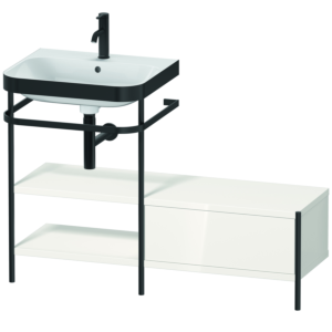 Combinaison lavabo pour meuble Duravit Happy D.2 Plus HP4750O2222 120 x 49 cm, 1 trou pour robinet, brillant blanc , avec console en métal