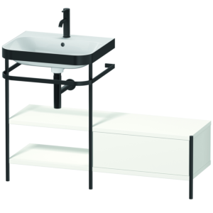 Duravit Happy D.2 Plus Möbelwaschtisch-Kombination HP4750O3636 120 x 49 cm, 1 Hahnloch, weiß seidenmatt, mit Metallkonsole