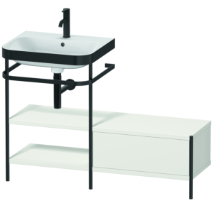 Duravit Happy D.2 Plus Möbelwaschtisch-Kombination HP4750O3939 120 x 49 cm, 1 Hahnloch, nordic weiß seidenmatt, mit Metallkonsole