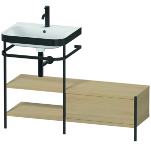 Duravit Happy D.2 Plus combinaison lavabo pour meuble HP4750O7171 120 x 49 cm, 1 trou pour robinetterie, chêne méditerranéen, avec console en métal