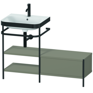 Duravit Happy D.2 Plus Möbelwaschtisch-Kombination HP4750O9292 120 x 49 cm, 1 Hahnloch, steingrau seidenmatt, mit Metallkonsole