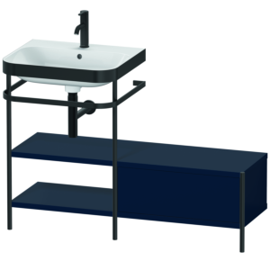 Combinaison lavabo pour meuble Duravit Happy D.2 Plus HP4750O9898 120 x 49 cm, 1 trou pour robinetterie, finition satinée bleu nuit, avec console en métal