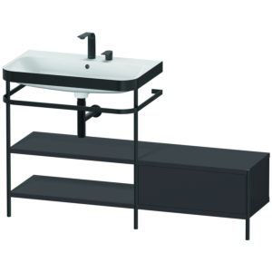 Duravit Happy D.2 Plus combinaison lavabo pour meuble HP4752E8080 140 x 49 cm, 2 trous pour robinetterie, graphite super mat, avec console en métal