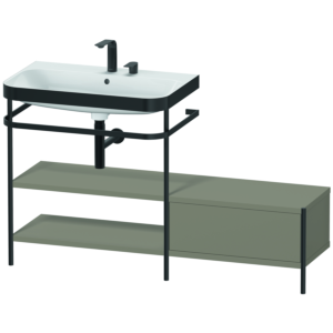 Duravit Happy D.2 Plus combinaison lavabo pour meuble HP4752E9292 140 x 49 cm, 2 trous pour robinetterie, finition satinée gris pierre, avec console en métal