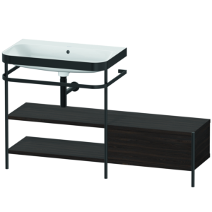 Combinaison lavabo pour meuble Duravit Happy D.2 Plus HP4752N6969 140 x 49 cm, sans trou pour robinetterie, noyer brossé, avec console en métal