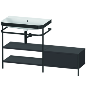 Duravit Happy D.2 Plus combinaison lavabo pour meuble HP4752N8080 140 x 49 cm, sans trou pour robinetterie, graphite super mat, avec console en métal