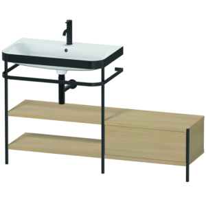 Duravit Happy D.2 Plus combinaison lavabo pour meuble HP4752O7171 140 x 49 cm, 1 trou pour robinetterie, chêne méditerranéen, avec console en métal