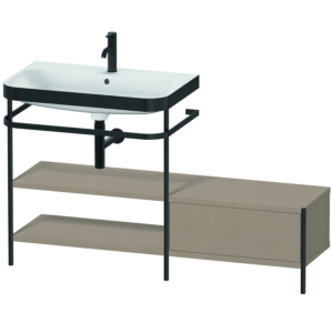 Duravit Happy D.2 Plus furniture washbasin combination HP4752O7575 140 x 49 cm, 1 tap hole, linen, with metal console