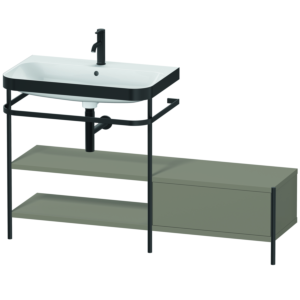 Combinaison lavabo pour meuble Duravit Happy D.2 Plus HP4752O9292 140 x 49 cm, 1 trou pour robinetterie, finition gris pierre satiné, avec console en métal