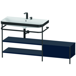 Duravit Happy D.2 Plus Möbelwaschtisch-Kombination HP4753E9898 160 x 49 cm, 2 Hahnlöcher, nachtblau seidenmatt, mit Metallkonsole
