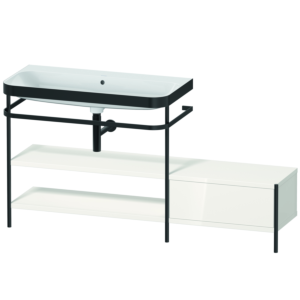Duravit Happy D.2 Plus furniture washbasin combination HP4753N2222 160 x 49 cm, without tap hole, white high gloss, with metal console