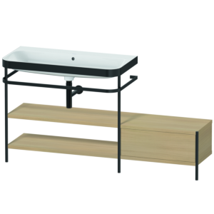 Duravit Happy D.2 Plus furniture washbasin combination HP4753N7171 160 x 49 cm, without tap hole, Mediterranean oak, with metal console