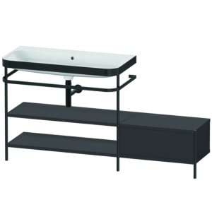 Duravit Happy D.2 Plus Möbelwaschtisch-Kombination HP4753N8080 160 x 49 cm, ohne Hahnloch, graphit supermatt, mit Metallkonsole