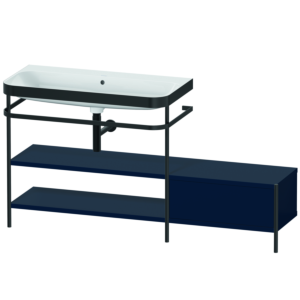 Duravit Happy D.2 Plus furniture washbasin combination HP4753N9898 160 x 49 cm, without tap hole, midnight blue satin finish, with metal console