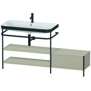 Combinaison lavabo Duravit Happy D.2 Plus HP4753O6060 160 x 49 cm, 1 trou pour robinetterie, finition taupe satiné, avec console en métal