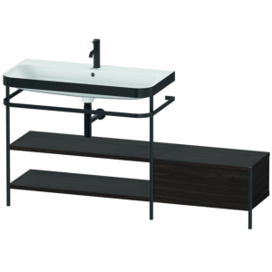 Duravit Happy D.2 Plus furniture washbasin combination HP4753O6969 160 x 49 cm, 1 tap hole, brushed walnut, with metal console