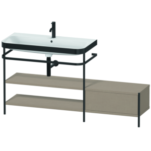 Duravit Happy D.2 Plus furniture washbasin combination HP4753O7575 160 x 49 cm, 1 tap hole, linen, with metal console