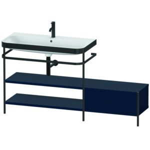 Combinaison lavabo pour meuble Duravit Happy D.2 Plus HP4753O9898 160 x 49 cm, 1 trou pour robinetterie, finition satinée bleu nuit, avec console en métal