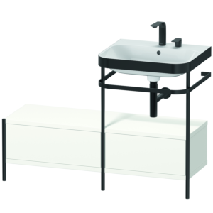 Combinaison lavabo pour meuble Duravit Happy D.2 Plus HP4755E3636 120x49cm, avec console en métal, 2 trous pour robinetterie, blanc