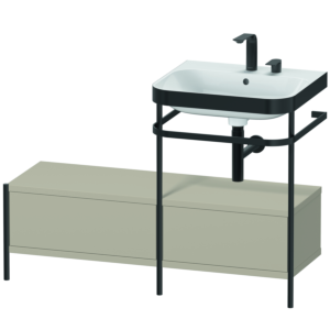 Duravit Happy D.2 Plus Möbelwaschtisch-Kombination HP4755E6060 120x49cm, mit Metallkonsole, 2 Hahnlöcher, taupe seidenmatt