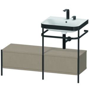 Combinaison lavabo pour meuble Duravit Happy D.2 Plus HP4755E7575 120x49cm, avec console en métal, 2 trous pour robinetterie, lin