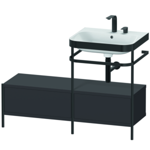 Duravit Happy D.2 Plus combinaison lavabo pour meuble HP4755E8080 120x49cm, avec console en métal, 2 trous pour robinetterie, graphite super mat