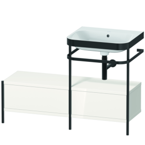 Duravit Happy D.2 Plus combinaison lavabo pour meuble HP4755N2222 120x49cm, avec console en métal, sans trou pour robinetterie, blanc high gloss