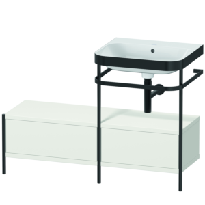 Duravit Happy D.2 Plus Möbelwaschtisch-Kombination HP4755N3939 120x49cm, mit Metallkonsole, ohne Hahnloch, nordic weiß seidenmatt