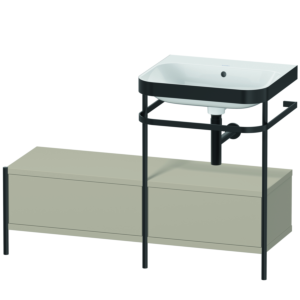 Duravit Happy D.2 Plus Möbelwaschtisch-Kombination HP4755N6060 120x49cm, mit Metallkonsole, ohne Hahnloch, taupe seidenmatt