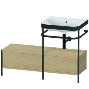 Duravit Happy D.2 Plus furniture washbasin combination HP4755N7171 120x49cm, with metal console, without tap hole, Mediterranean oak
