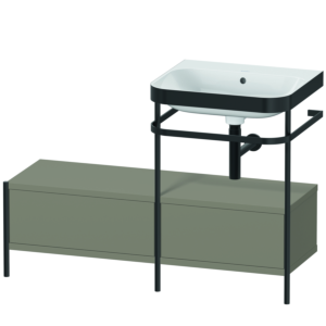Duravit Happy D.2 Plus furniture washbasin combination HP4755N9292 120x49cm, with metal console, without tap hole, stone gray satin matt
