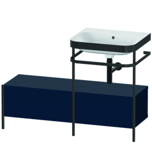 Duravit Happy D.2 Plus furniture washbasin combination HP4755N9898 120x49cm, with metal console, without tap hole, midnight blue satin finish