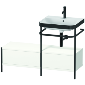 Duravit Happy D.2 Plus furniture washbasin combination HP4755O3636 120x49cm, with metal console, 1 tap hole, white satin finish