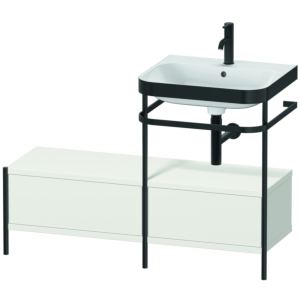 Duravit Happy D.2 Plus vanity washbasin combination HP4755O3939 120x49cm, with metal console, 1 tap hole, nordic white satin finish