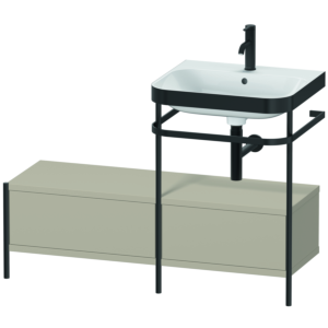 Duravit Happy D.2 Plus Möbelwaschtisch-Kombination HP4755O6060 120x49cm, mit Metallkonsole, 1 Hahnloch, taupe seidenmatt