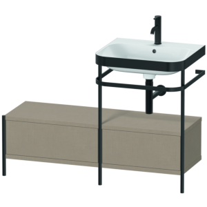 Combinaison lavabo pour meuble Duravit Happy D.2 Plus HP4755O7575 120x49cm, avec console en métal, 1 trou pour robinet, lin