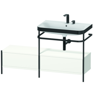 Combinaison lavabo pour meuble Duravit Happy D.2 Plus HP4757E3636 140x49cm, avec console en métal, 2 trous pour robinetterie, blanc