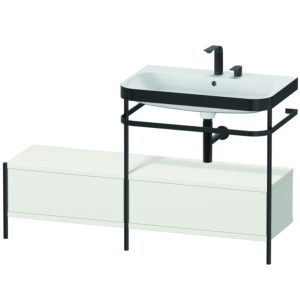 Duravit Happy D.2 Plus furniture washbasin combination HP4757E3939 140x49cm, with metal console, 2 tap holes, nordic white satin finish